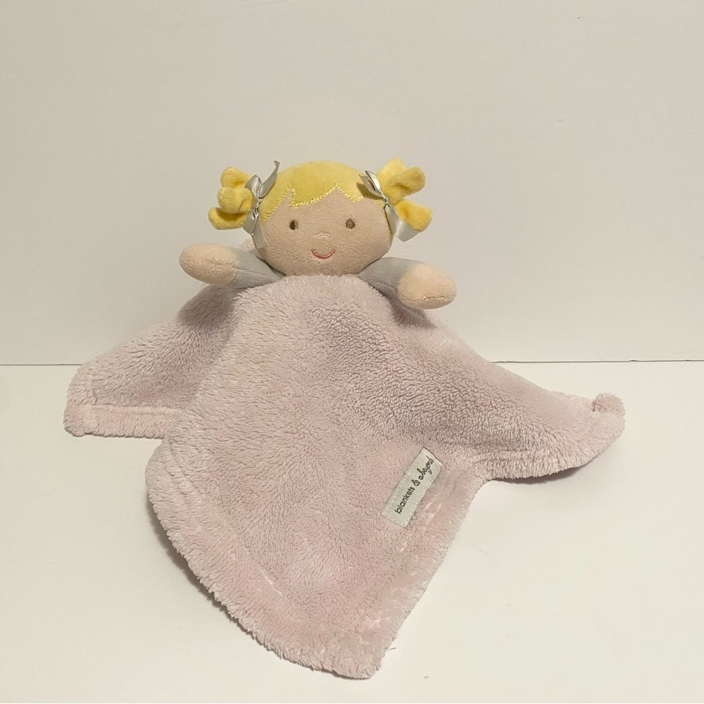 Blankets & Beyond Bunny Lovey Pink White Security Blanket Baby Girl Cuddle Toy